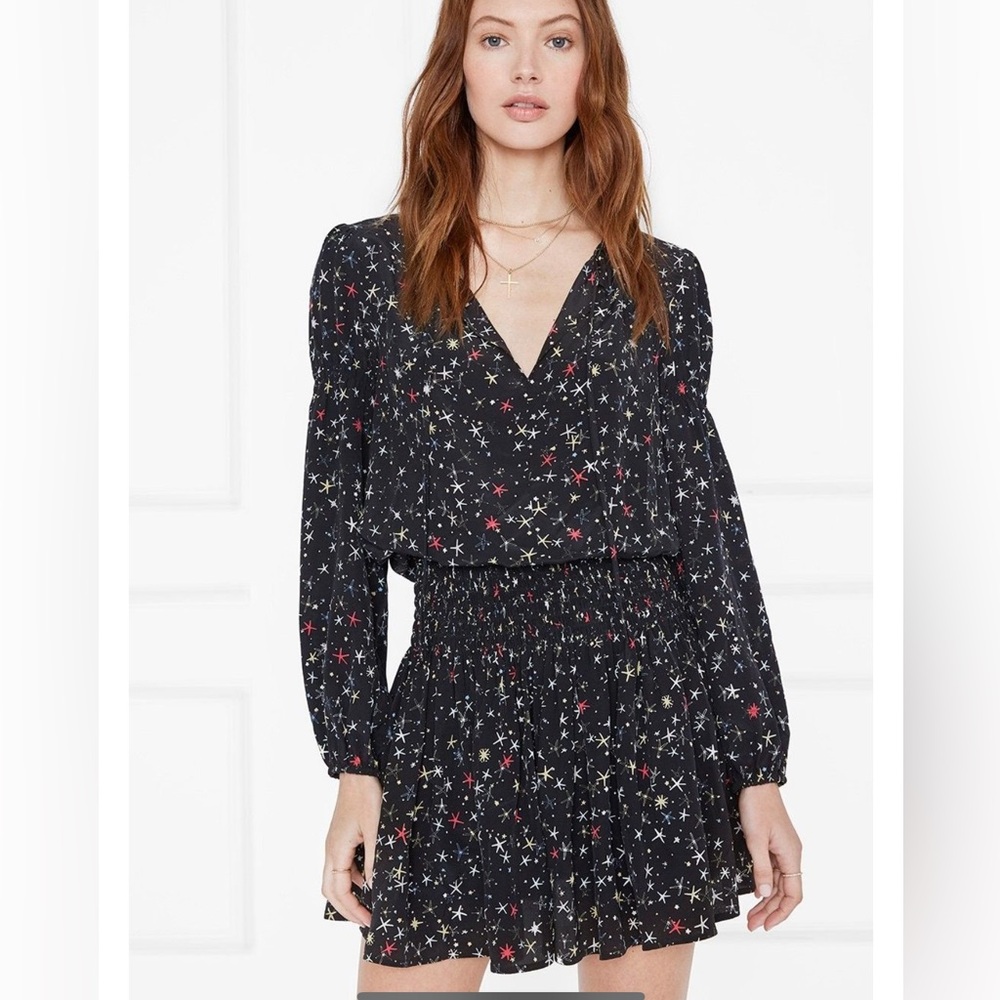Anine Bing Black Floral Martha Mini Dress Size XS